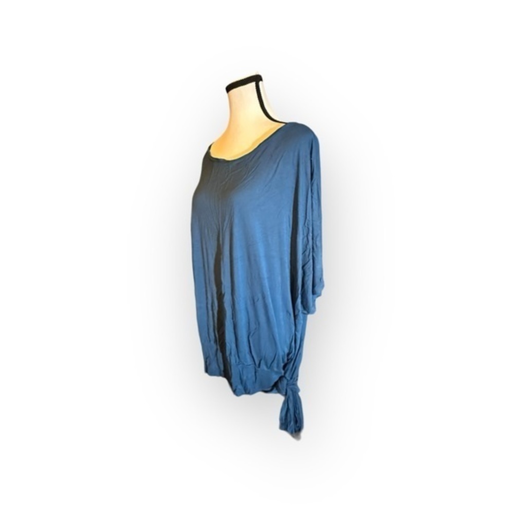 Women’s 3X Turquoise Blue Dolman Sleeve Drop Shoulder Flowy Hip Tie Top 22 24